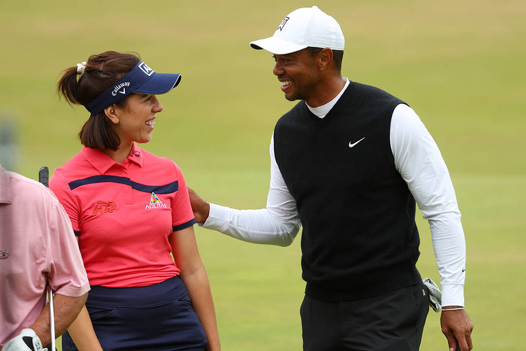 Georgia Hall and Tiger Woods
